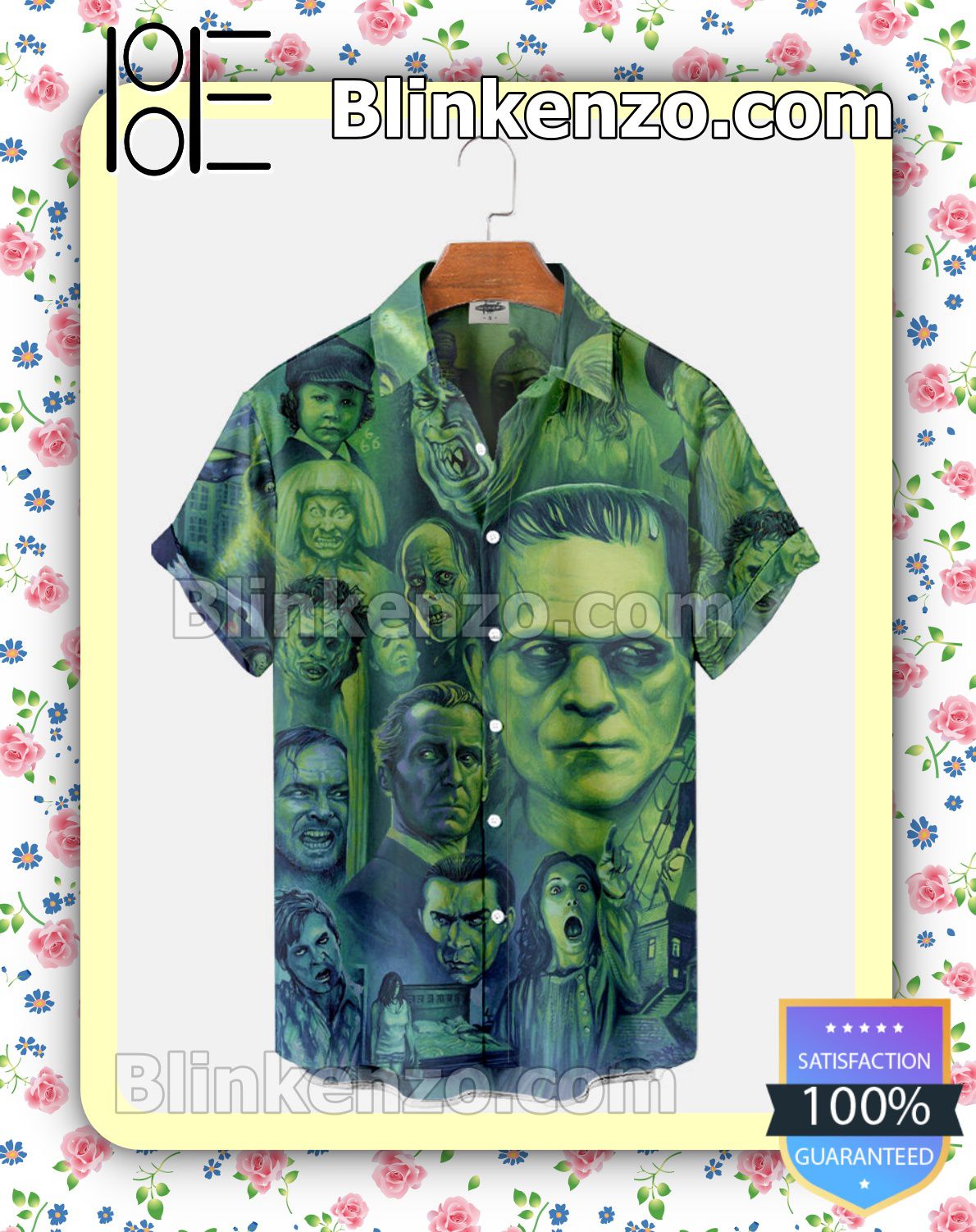 Popular Frankenstein And Horror Characters Green Abstract Halloween 2022 Idea Shirt