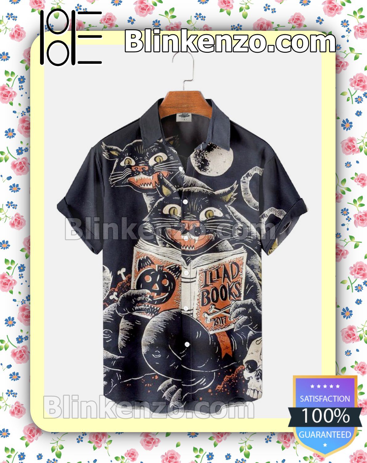 Horror Cat Reading Iliad Books Halloween 2022 Idea Shirt