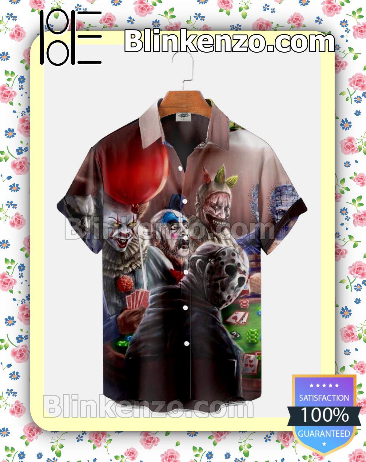 Horror Characters Playing Poker Halloween 2022 Idea Shirt