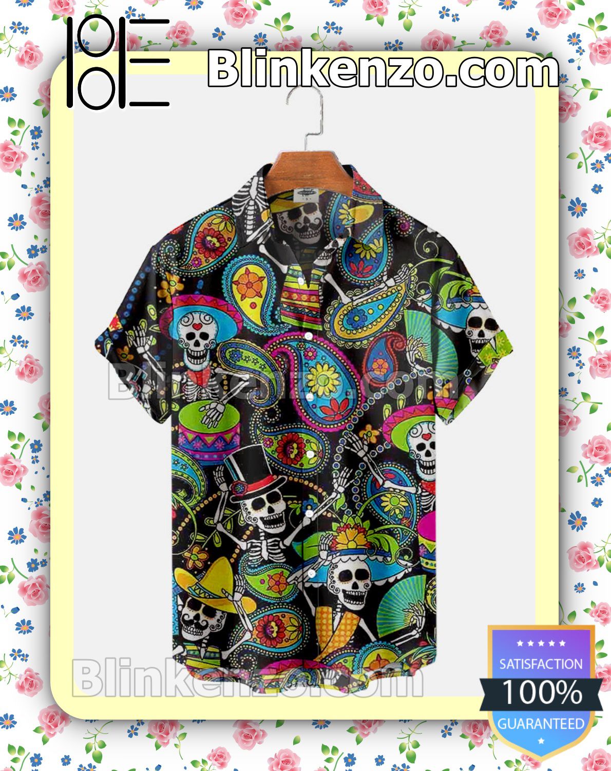 Skellington Paisley Flower Halloween 2022 Idea Shirt