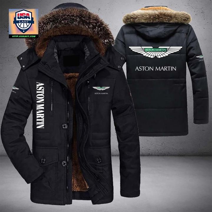 Aston Martin Logo Brand Parka Jacket Winter Coat