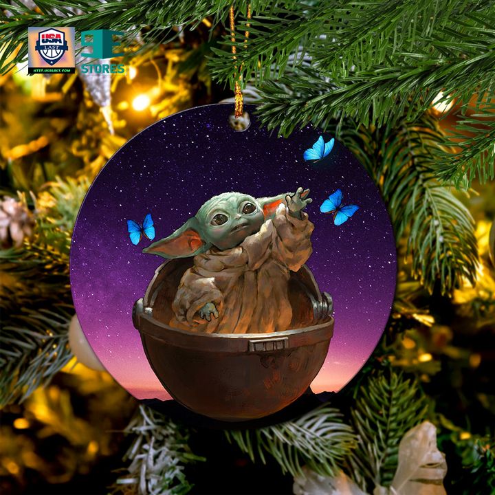 Baby Yoda Galaxy Butterfly Mica Ornament Perfect Gift For Holiday