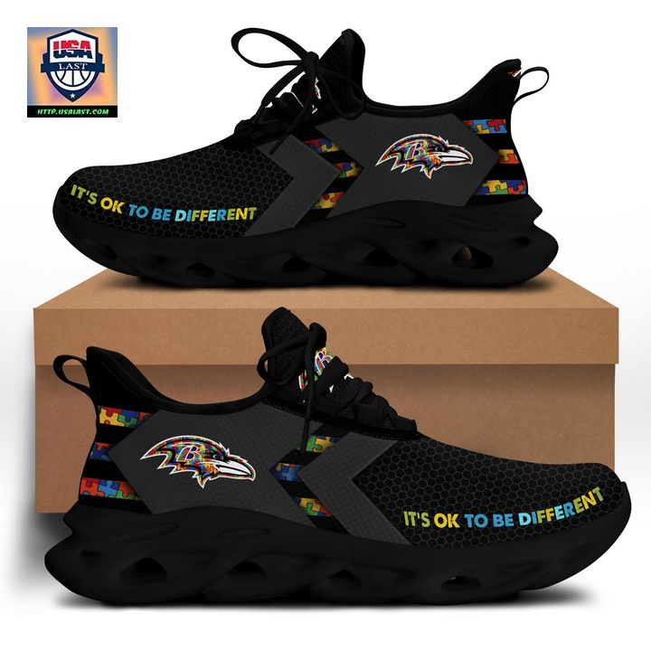 Baltimore Ravens Autism Awareness It’s Ok To Be Different Max Soul Shoes
