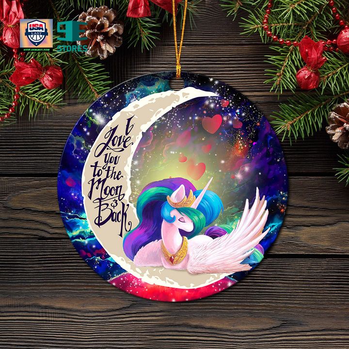 Beauty Unicorn Love You To The Moon Galaxy Mica Circle Ornament Perfect Gift For Holiday