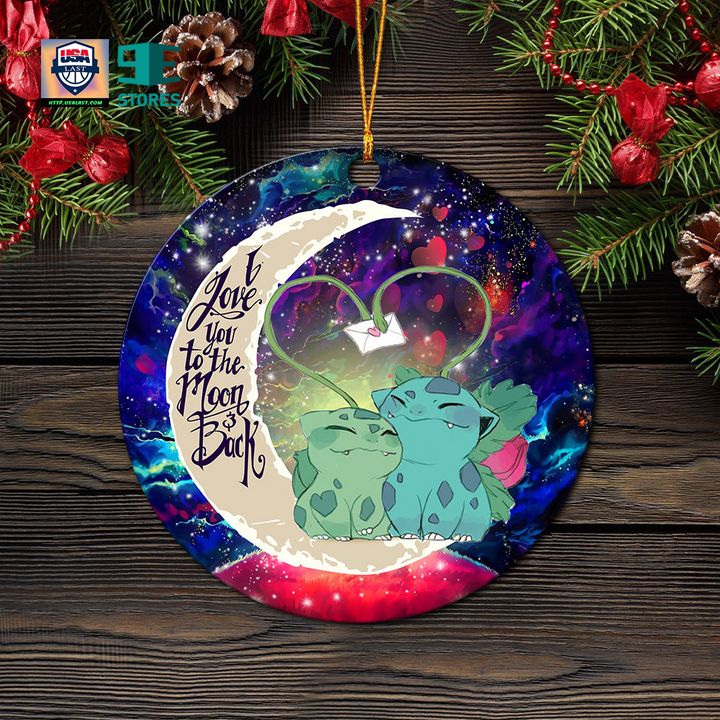 Bulbasaur Couple Pokemon Love You To The Moon Galaxy Mica Circle Ornament Perfect Gift For Holiday