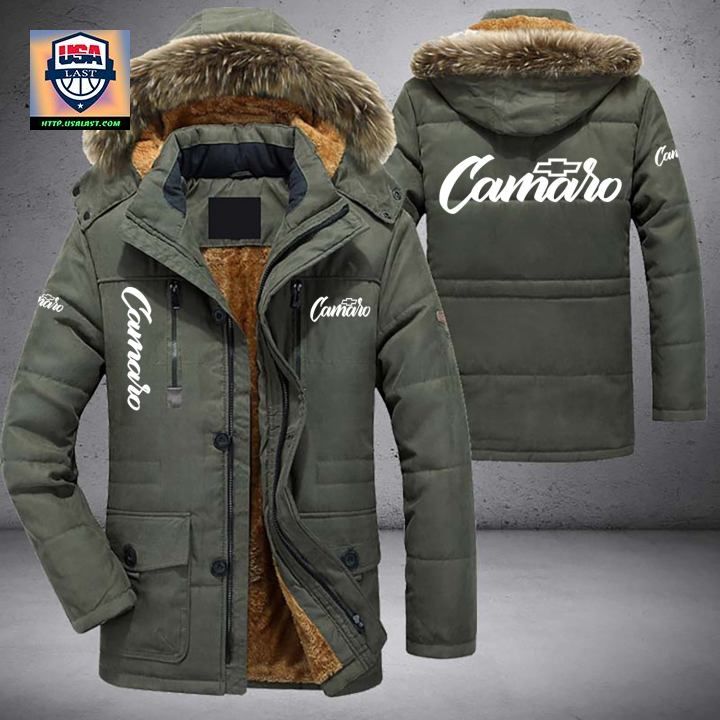 Camaro Logo Brand Parka Jacket Winter Coat - Radiant and glowing Pic dear