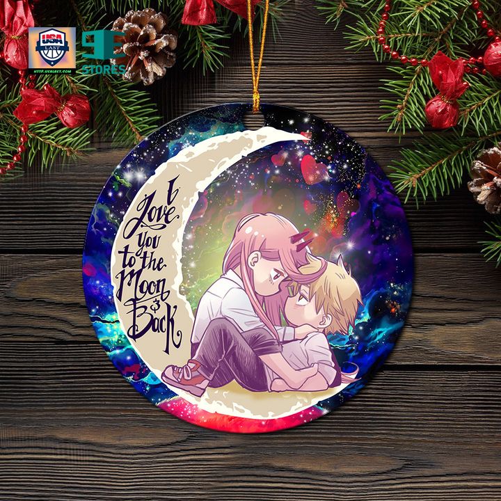 Chainsaw Man Denji x Power Love You To The Moon Galaxy Mica Circle Ornament Perfect Gift For Holiday