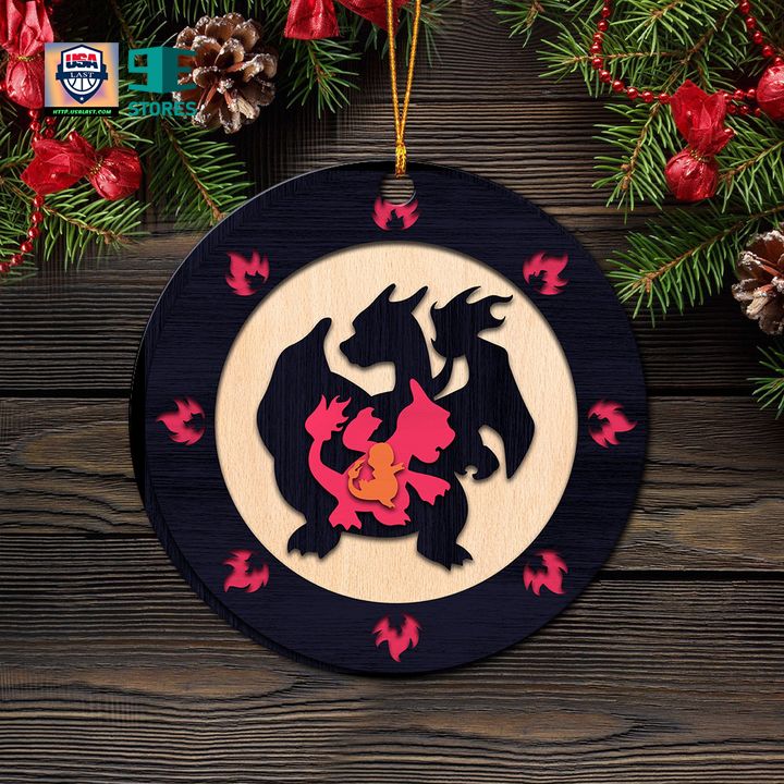 Charizard Evolution Pokemon Wood Circle Ornament Perfect Gift For Holiday