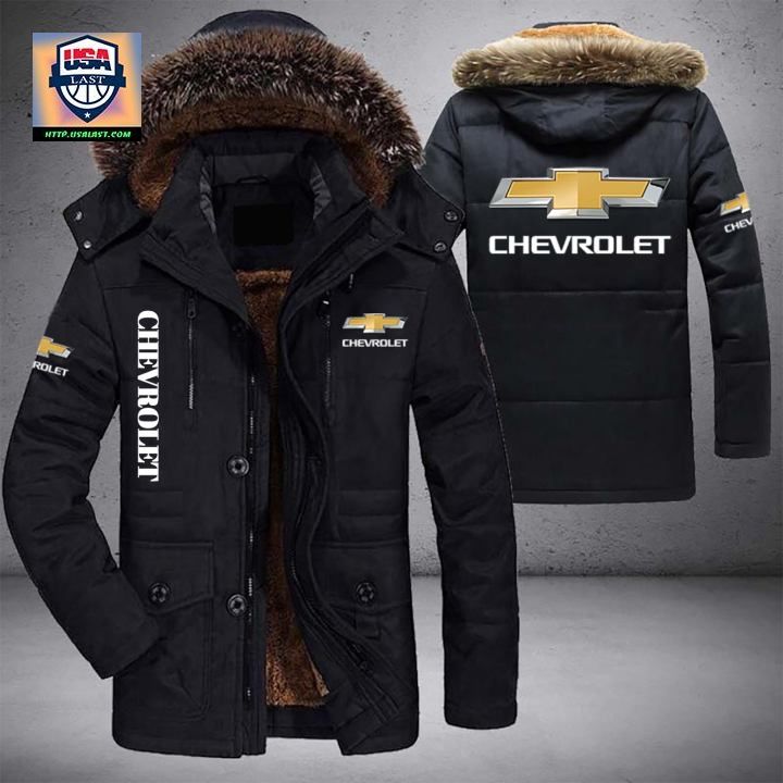 Chevrolet Logo Brand Parka Jacket Winter Coat