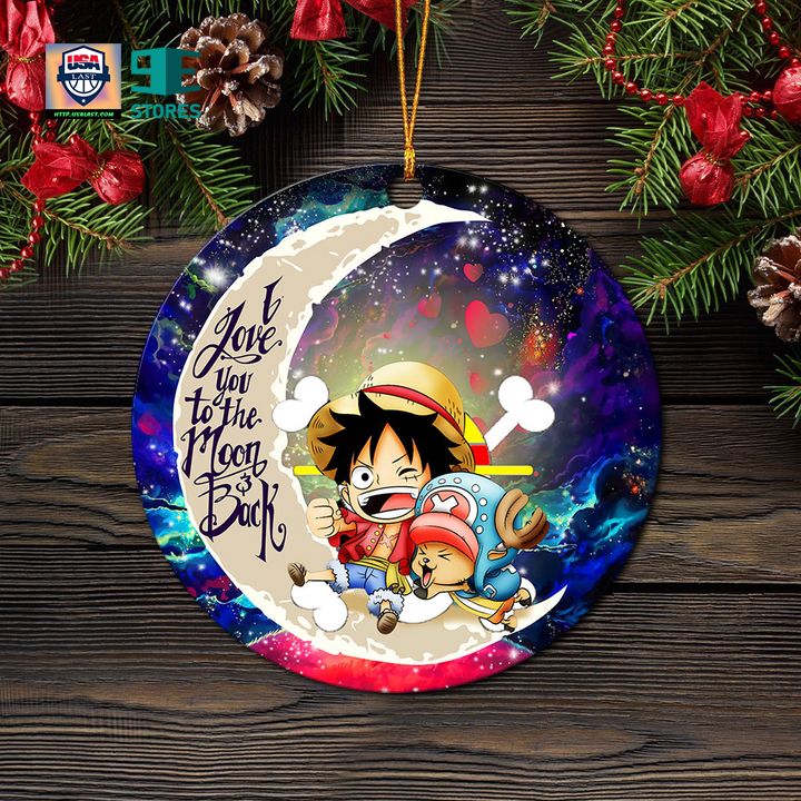 Chibi Luffy And Chopper One Piece Anime Love You To The Moon Galaxy Mica Circle Ornament Perfect Gift For Holiday