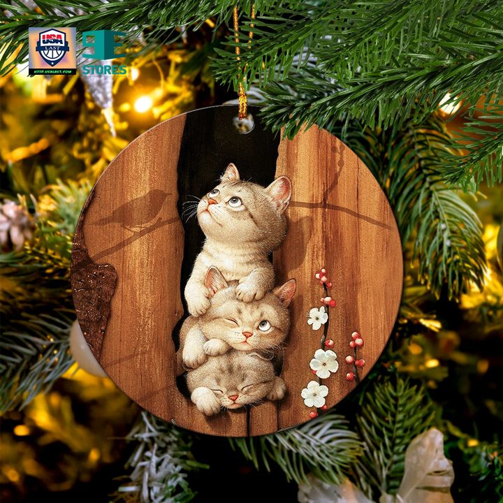 Cute Cat Hiden Wood Circle Ornament Perfect Gift For Holiday - It is too funny