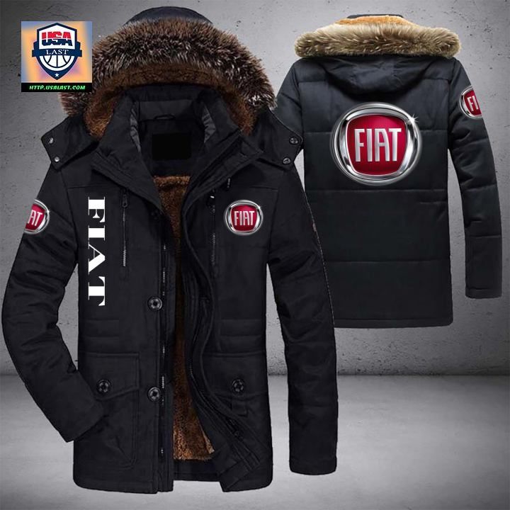 Fiat Logo Brand Parka Jacket Winter Coat