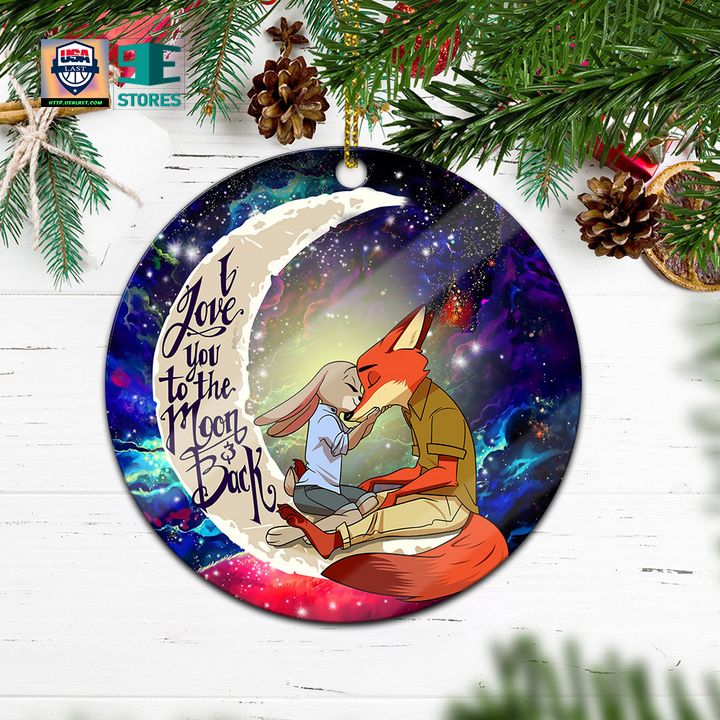 Fox Couple Love You To The Moon Galaxy Mica Circle Ornament Perfect Gift For Holiday