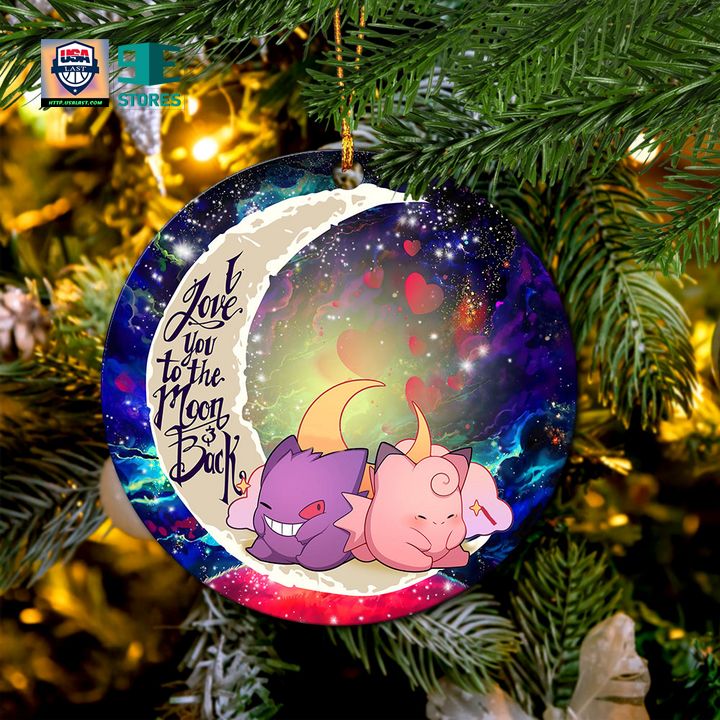 Gengar And Clefable Cute Pokemon Love You To The Moon Galaxy Mica Circle Ornament Perfect Gift For Holiday