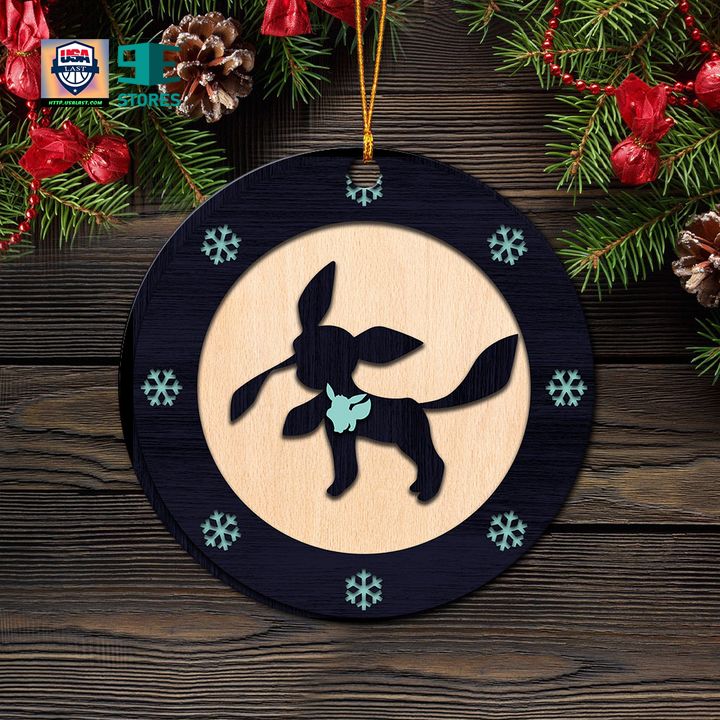 Glaceon Eevee Evolution Pokemon Wood Circle Ornament Perfect Gift For Holiday