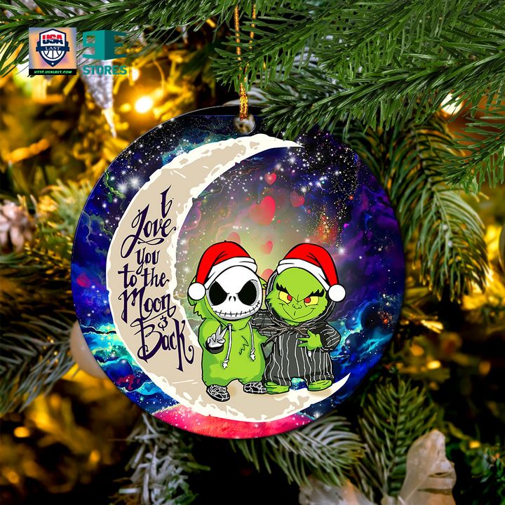 Grinch And Jack Nightmare Before Christmas Love You To The Moon Galaxy Mica Circle Ornament Perfect Gift For Holiday