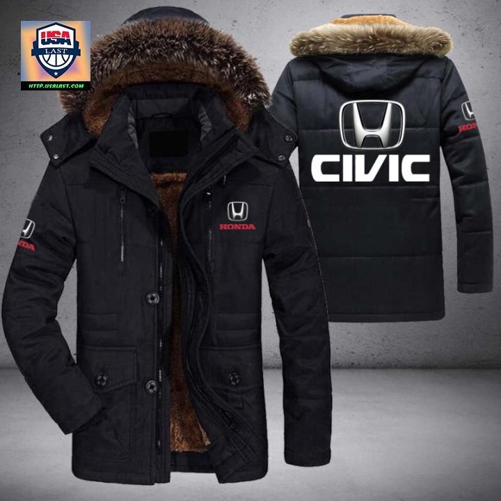 Honda Civic Logo Brand Parka Jacket Winter Coat