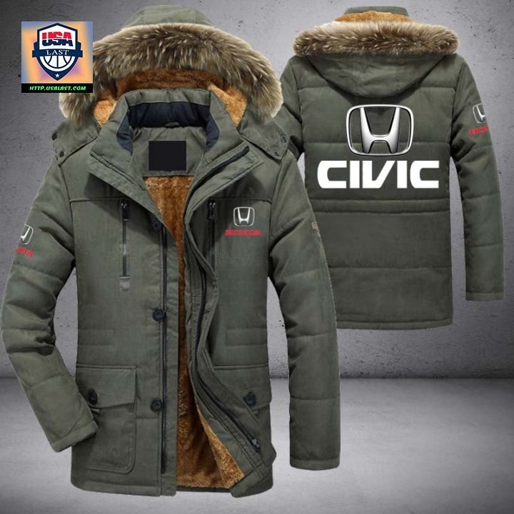Honda Civic Logo Brand Parka Jacket Winter Coat - Stand easy bro