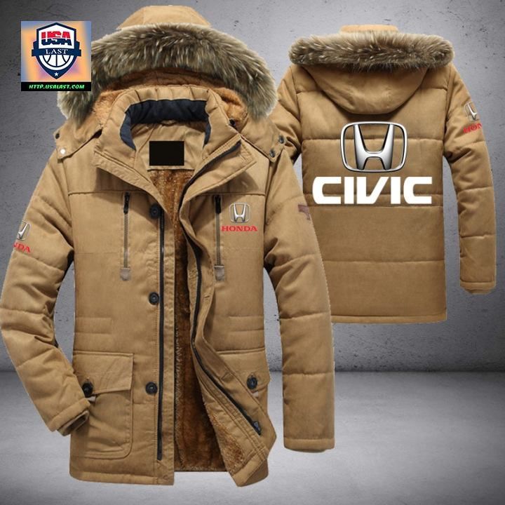Honda Civic Logo Brand Parka Jacket Winter Coat - Damn good