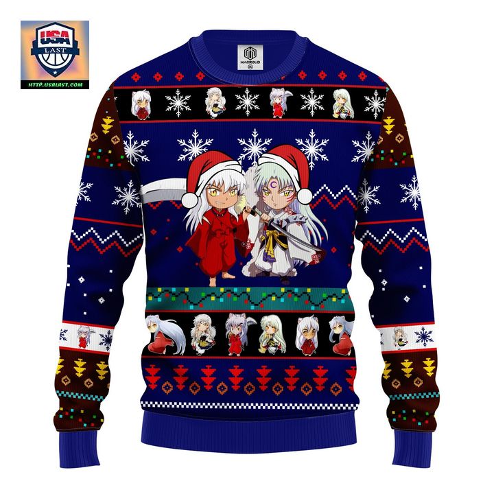 Inuyasha Ugly Christmas Sweater Blue 1 Amazing Gift Idea Thanksgiving Gift