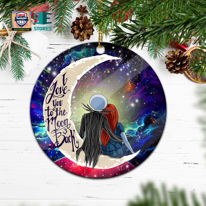 Jack And Sally Nightmare Before Christmas Love You To The Moon Galaxy Mica Circle Ornament Perfect Gift For Holiday