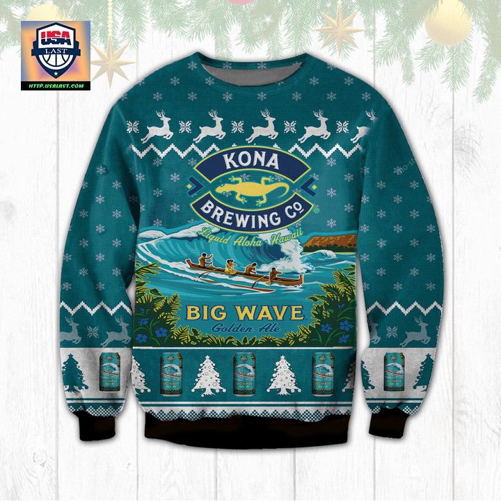Kona Brewing Co big Wave Golden Ale Ugly Christmas Sweater 2022