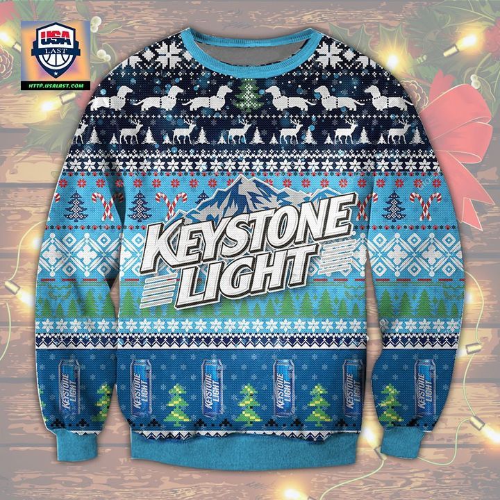 Keystone Light Blue Ugly Christmas Sweater 2022 - Amazing Pic