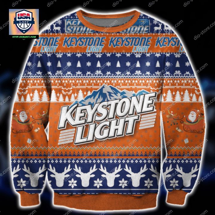 Keystone Light Orange Ugly Christmas Sweater 2022