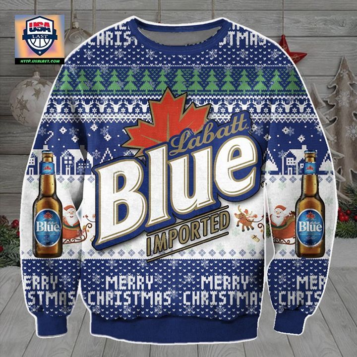 Labatt Blue Canadian Beer Ugly Christmas Sweater 2022