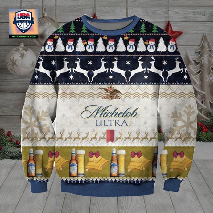 Michelob Ultra Beer Ugly Christmas Sweater 2022 - Unique and sober