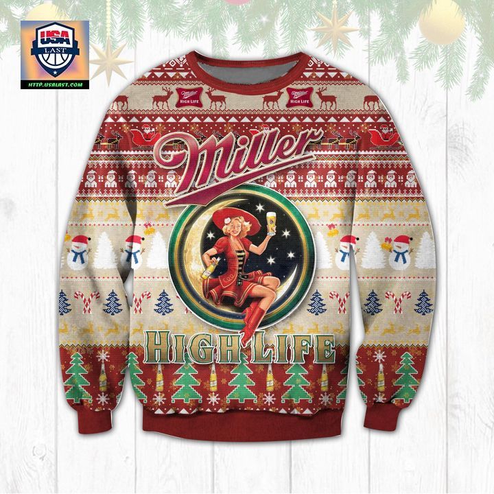 Miller High Life Beer Ugly Christmas Sweater 2022