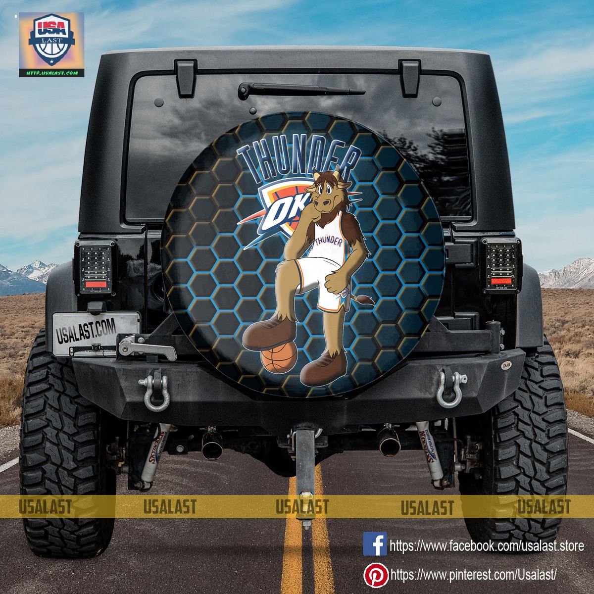 AMAZING Oklahoma City Thunder NBA Mascot Spare Tire Cover