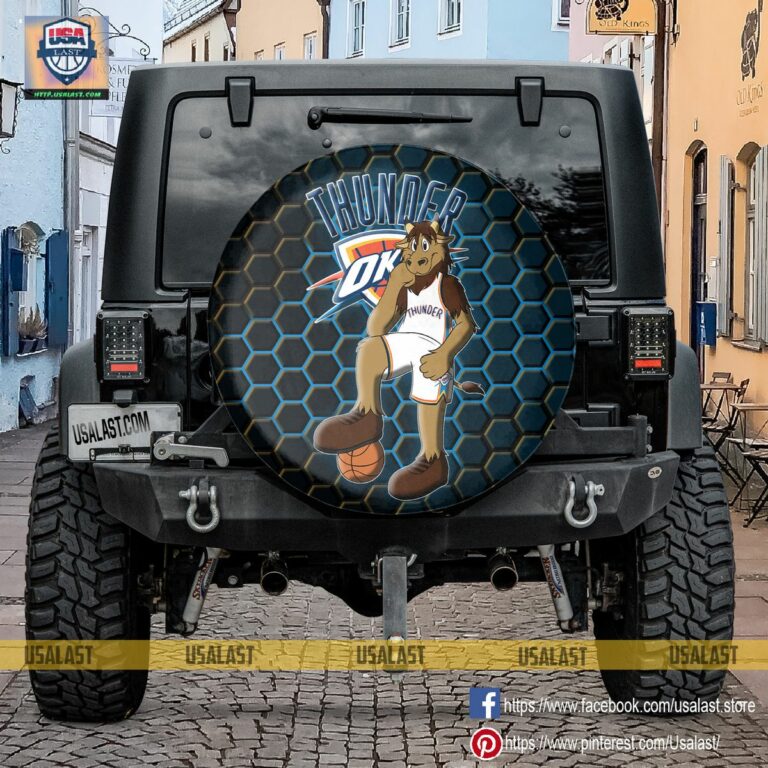 Oklahoma City Thunder NBA Mascot Spare Tire Cover - Studious look