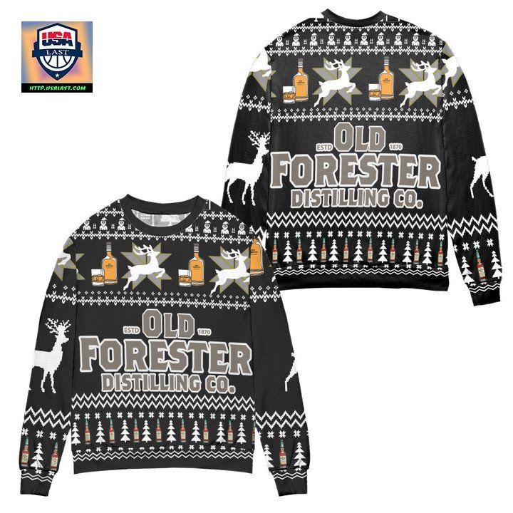 Old Forester Bourbon Whiskey Logo Ugly Christmas Sweater