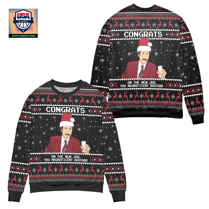 Patton Congrats On The New Job You Magnificent Bastard Ugly Christmas Sweater – Black