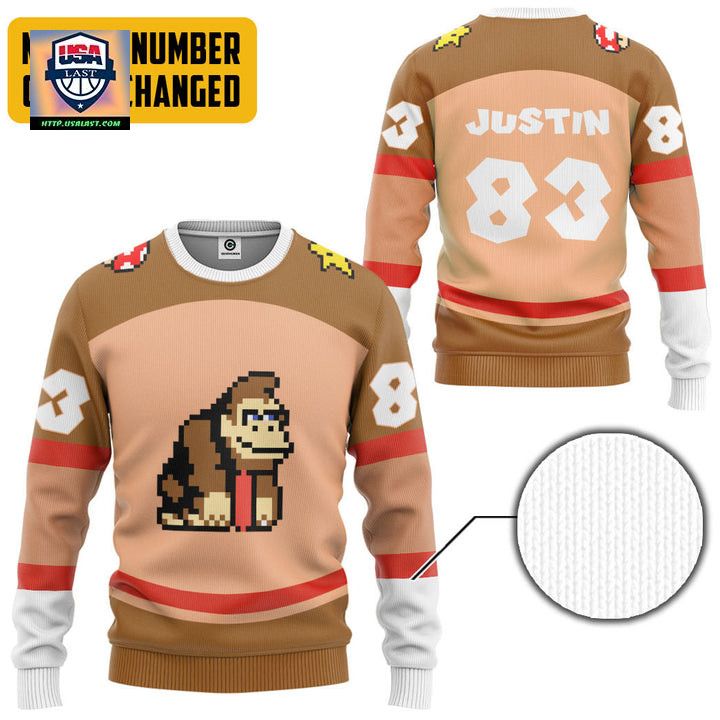Personalized Pixel Donkey Kong Ugly Christmas Sweater