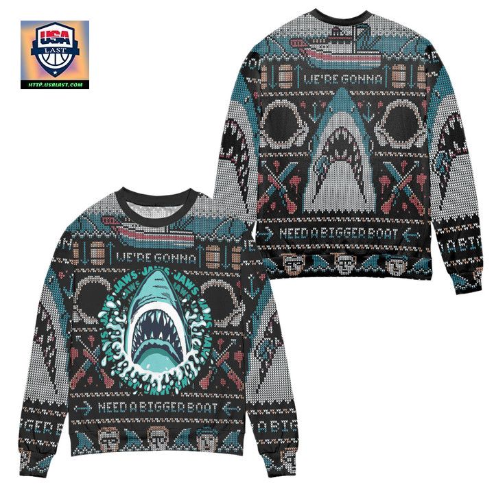 Pixel Jaws Were Gonna Need A Bigger Boat Ugly Christmas Sweater