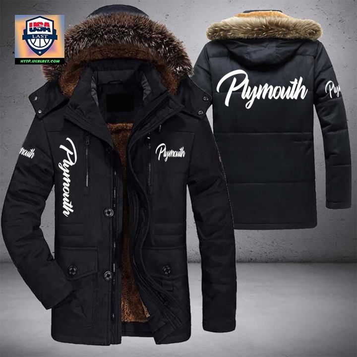 Plymouth Logo Brand Parka Jacket Winter Coat - You look lazy