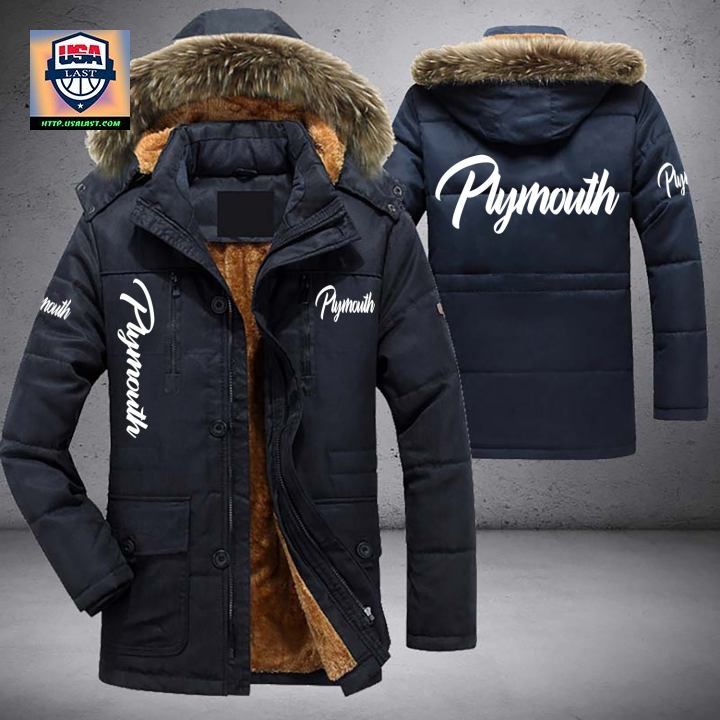 Plymouth Logo Brand Parka Jacket Winter Coat - Nice place and nice picture