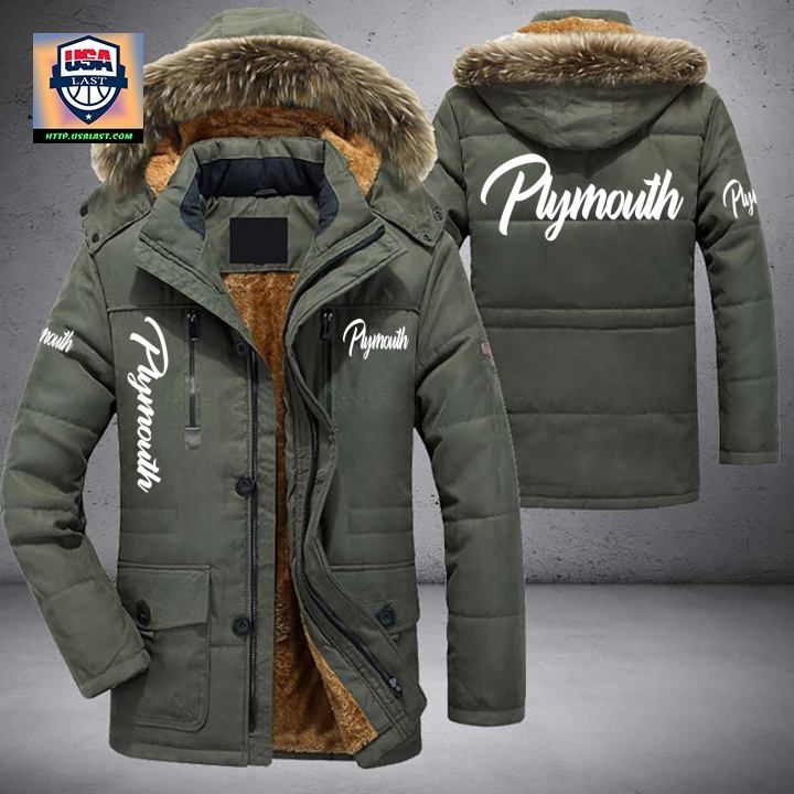 Plymouth Logo Brand Parka Jacket Winter Coat - Studious look