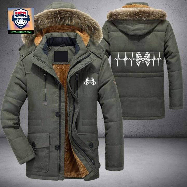 Racing Heartbeat Logo Brand Parka Jacket Winter Coat - You look handsome bro