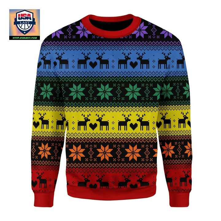 Rainbow Deer LGBT Ugly Christmas Sweater 2022 - Nice shot bro