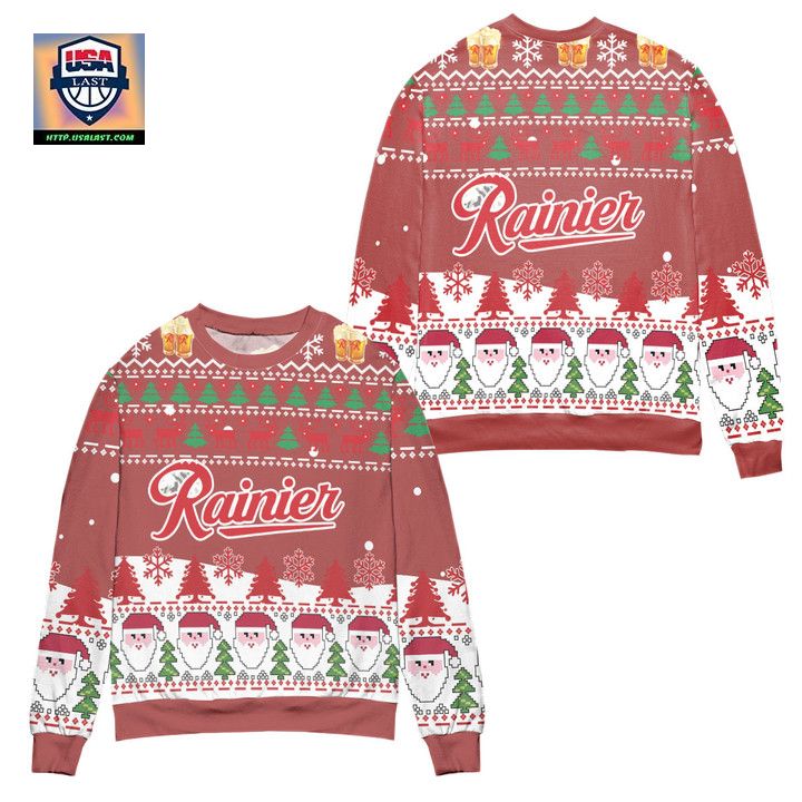 Rainier Beer Logo Santa Claus Pattern Ugly Christmas Sweater