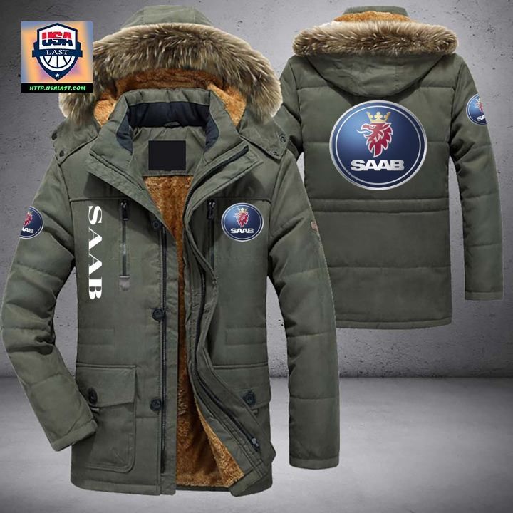 Saab Logo Brand Parka Jacket Winter Coat - Impressive picture.