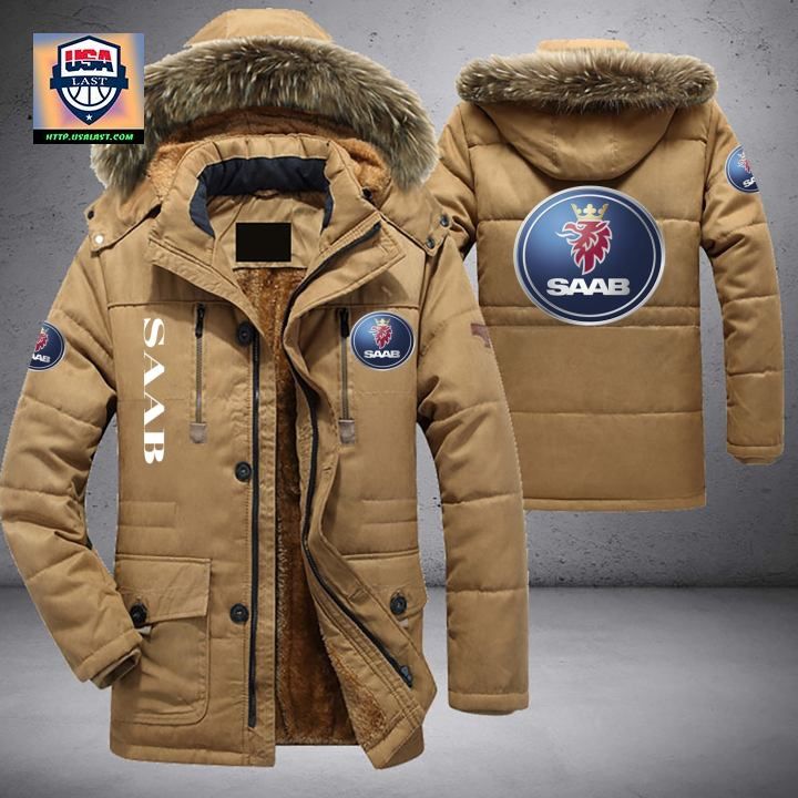 Saab Logo Brand Parka Jacket Winter Coat - This is awesome and unique