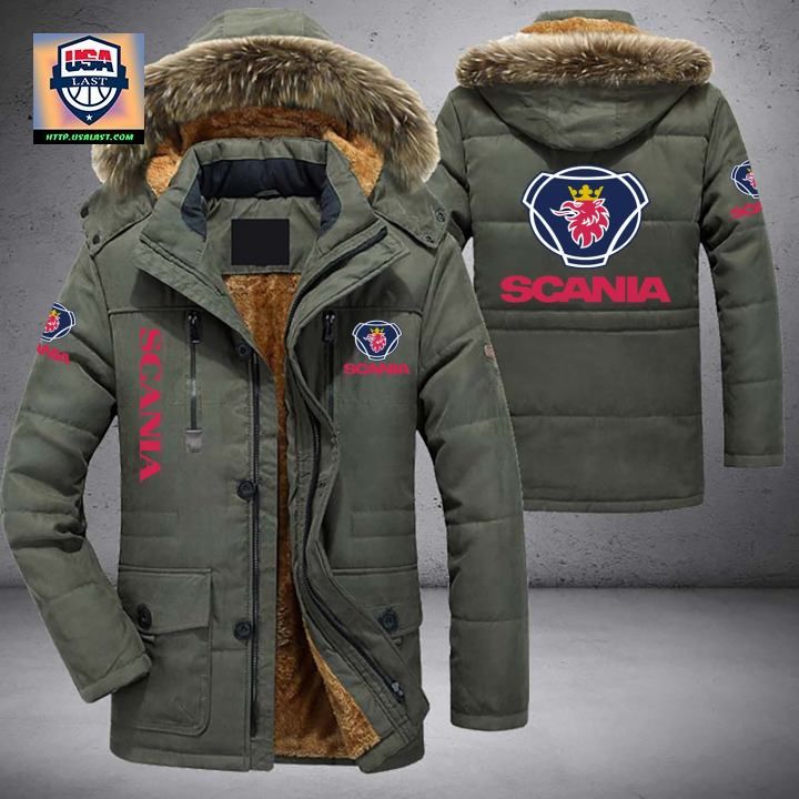 Scania Logo Brand Parka Jacket Winter Coat - You look lazy