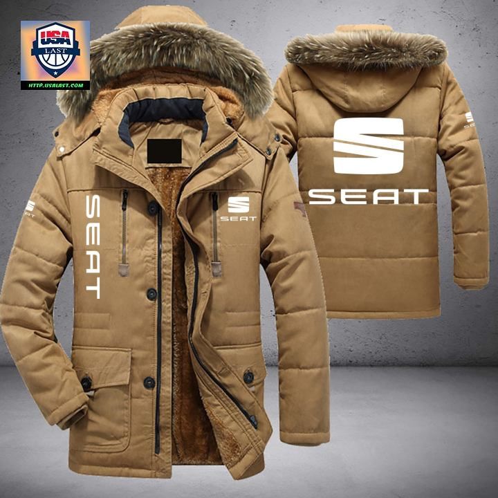 SEAT Logo Brand Parka Jacket Winter Coat - Studious look