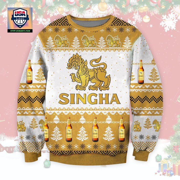 Singha Lager Beer Ugly Christmas Sweater 2022 - Cutting dash