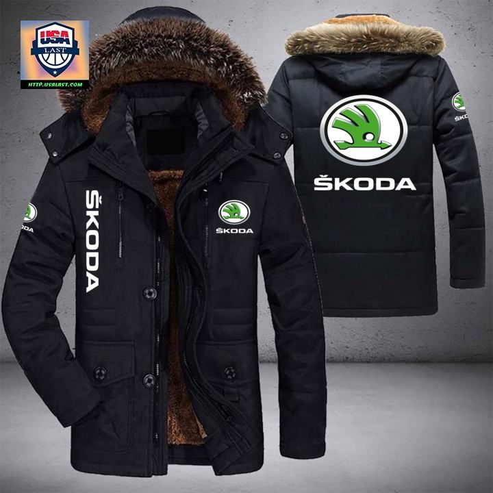 Skoda Logo Brand Parka Jacket Winter Coat - Cool look bro