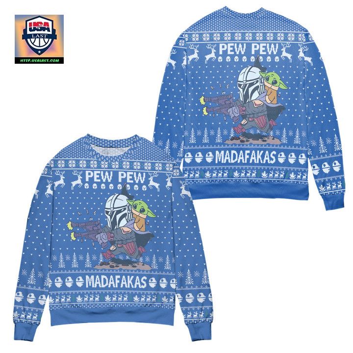 Star Wars Pew Pew Madafakas Ugly Christmas Sweater - Blue - Beauty queen